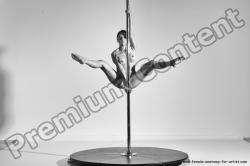 Nude Gymnastic poses Woman White Athletic long brown Dancing Dynamic poses Pinup